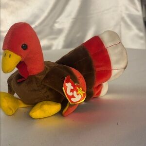Ty Plush Turkey with Red, Brown, and Yellow Accents